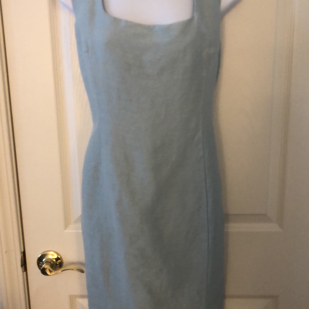 Pastel Green-Blue Sleeveless Linen Dress - Picture 3 of 16